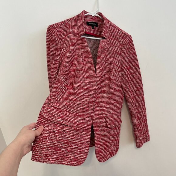 TALBOTS Berkeley Tweed Knit Jacket Red White Black Textured Notch Neck Blazer 8 - Picture 9 of 16